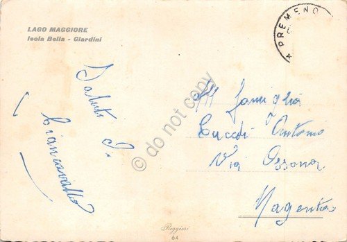 Cartolina lago Maggiore Isola Bella giardini barca a vela colorata … | Immagine Gallery 2