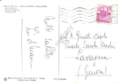 Cartolina lago Maggiore Isola Bella Isola Madre Pallanza panorama 1962