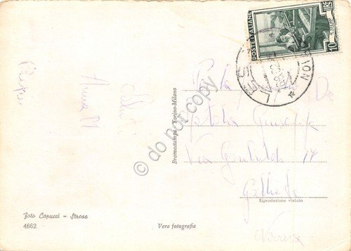 Cartolina Lago Maggiore Isola bella particolare 1952