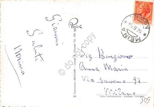 Cartolina lago Maggiore Isola Bella vista da palme panorama 1956