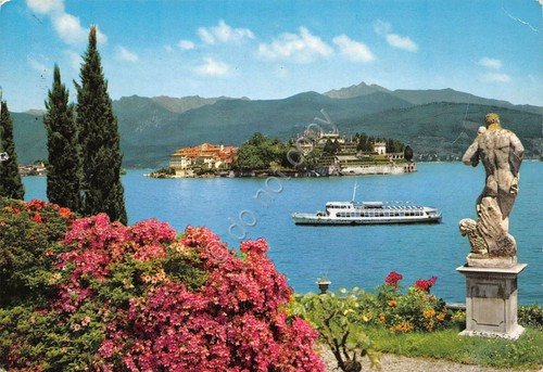 Cartolina Lago Maggiore Isola Bella vista da Stresa 1992 barca