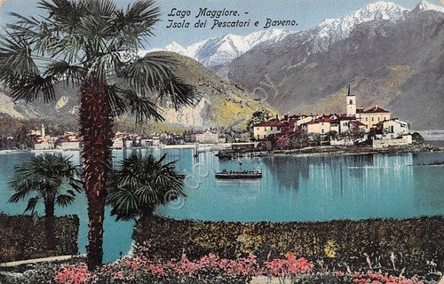 Cartolina Lago Maggiore Isola dei Pescatori e Baveno illustrata anni … | Immagine principale