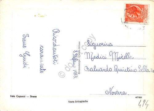 Cartolina lago Maggiore Isola Superiore o Pescatori bordo bianco 1953