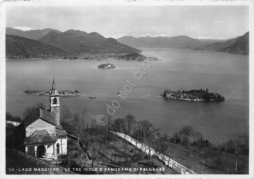 Cartolina lago Maggiore le 3 isole e Pallanza dall'alto 1940 | Immagine principale