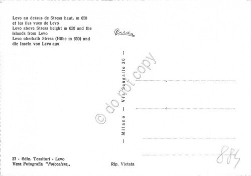 Cartolina Lago Maggiore Levo sopra Stresa e Isole da Levo