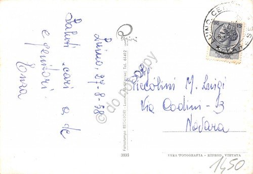 Cartolina lago Maggiore Luino panorama Albergo Belvedere 1958