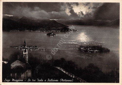 Cartolina Lago Maggiore Pallanza e le tre Isole Notturno 1948 …