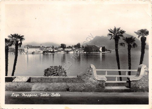 Cartolina lago Maggiore panorama Isola Bella da passeggiata 1957