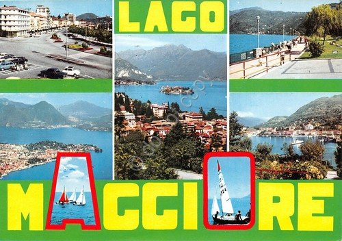 Cartolina Lago Maggiore vedute varie barca a vela (Verbania) | Immagine principale
