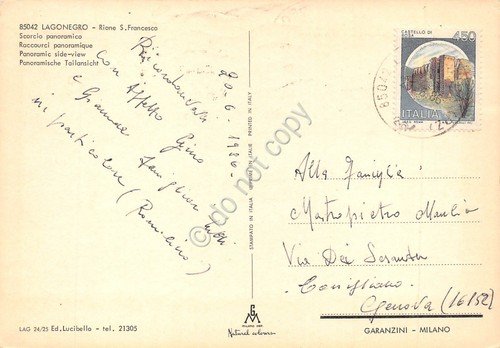 Cartolina Lagonegro Rione S. Francesco panorama parziale 1986 | Immagine Gallery 2