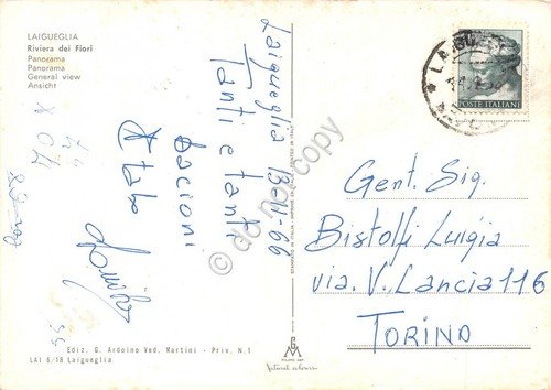 Cartolina Laigueglia Panorama 1966 (Savona)