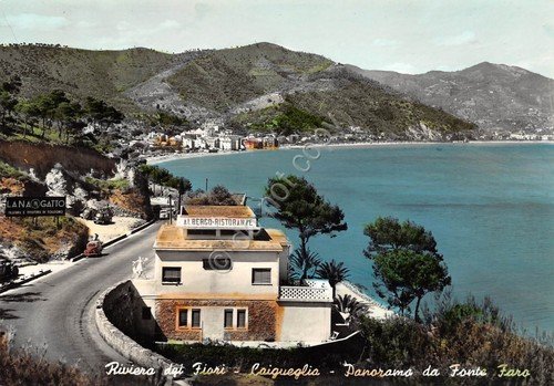 Cartolina Laigueglia Panorama da Fonte Faro Albergo Ristorante | Immagine principale