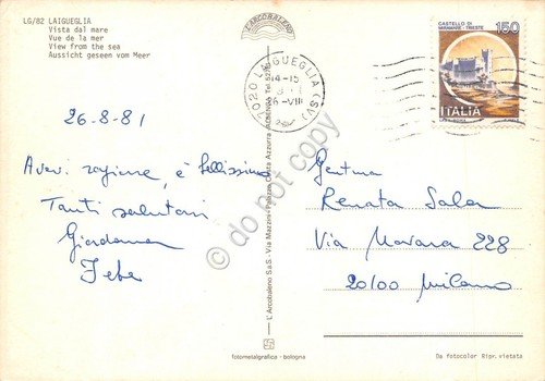 Cartolina Laigueglia Panorama della spiaggia dal mare Hotel Bristol 1981 | Immagine Gallery 2