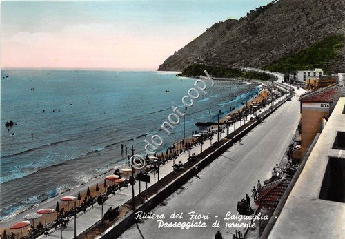 Cartolina Laigueglia Passeggiata di Ponente spiaggia
