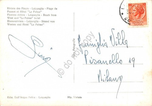 Cartolina Laigueglia Spiaggia di Ponente Albergo Le Palme distributore Esso
