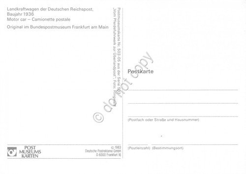 Cartolina Landkraftwagen der Deutschen Reichspost Baujahr timbro filatelico 1983
