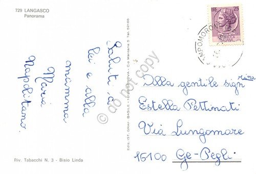 Cartolina Langasco panorama anni '70