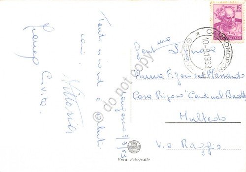 Cartolina Langasco vedute Ospizio Monumento Chiesa 1963