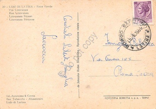Cartolina Latina Lido Via Litoranea Foce Verde 1969 | Immagine Gallery 2