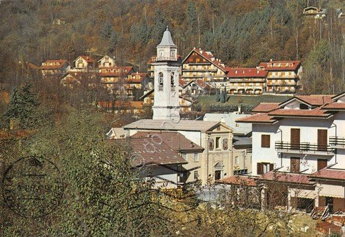 Cartolina Laurisia Terme panorama parziale chiesa edifici 1990 | Immagine principale