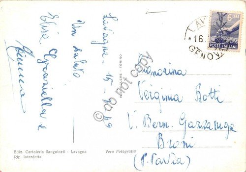 Cartolina Lavagna Biancore di Vele barca a vela panorama spiaggia …