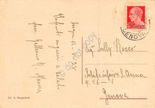 Cartolina Lavagna fiume Entella Ponte 1938 ingiallita