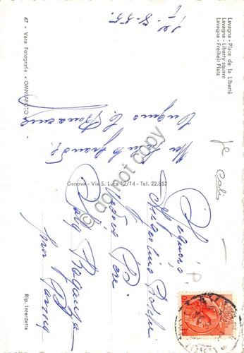 Cartolina Lavagna Piazza della Libertà 1955