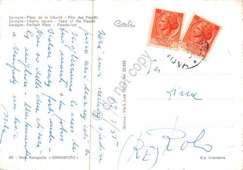 Cartolina Lavagna Piazza Libertà Festa dei Fieschi notturno 1955 | Immagine Gallery 2