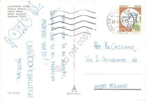 Cartolina Lavagna Piazza Milano 1989 auto | Immagine Gallery 2