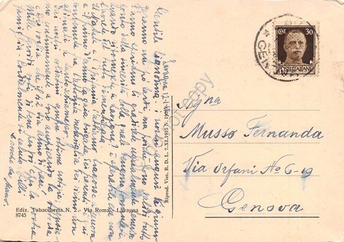 Cartolina Lavagna Piazza Umberto I 1942 | Immagine Gallery 2