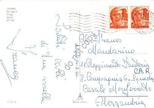 Cartolina Lavagna Spiaggia 1966