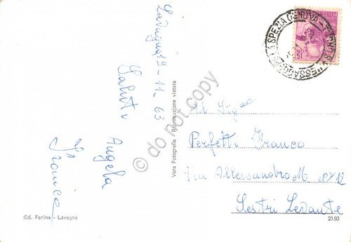 Cartolina Lavagna vedute colorata grinza 1963 (Genova) | Immagine Gallery 2