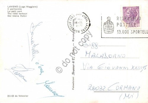 Cartolina Laveno Lago Maggiore Porticciolo barche 1971 (Varese)