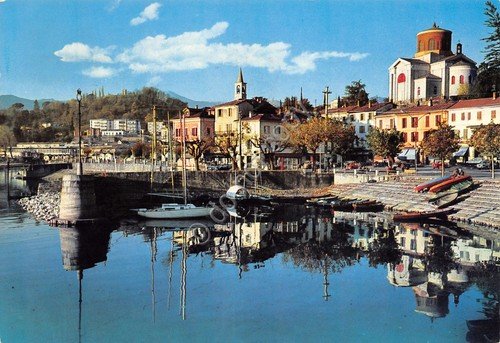 Cartolina Laveno Lago Maggiore porto Timbro targhetta risparmio postale 1974 | Immagine principale