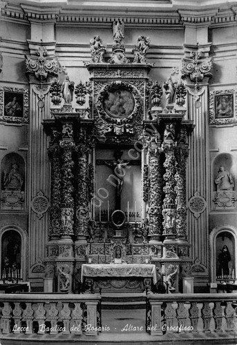 Cartolina Lecce Basilica del Rosario Altare del Crocefisso 1967