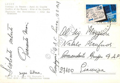 Cartolina Lecce Basilica del Rosario Altare del Crocefisso 1967