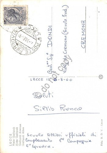 Cartolina Lecce Viale Gallipoli 1960