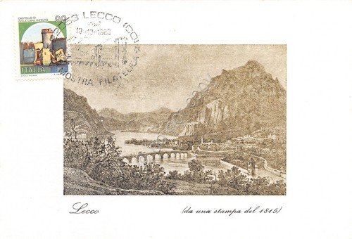 Cartolina Lecco da una stampa del 1815 XV Mostra Filatelica …