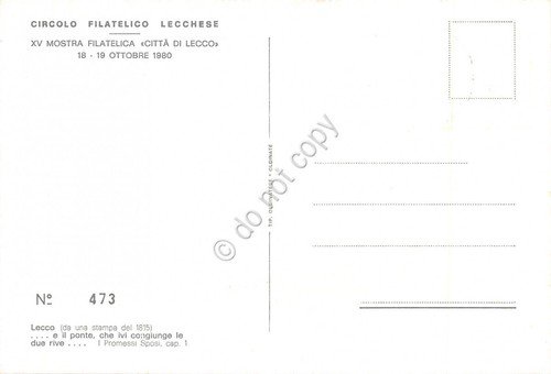 Cartolina Lecco da una stampa del 1815 XV Mostra Filatelica …