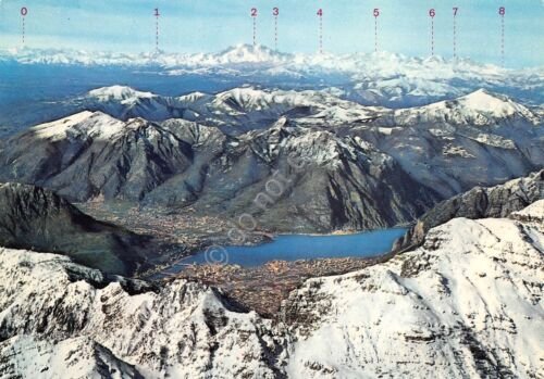 Cartolina Lecco Monte Resesgone Panorama aereo con vari monti