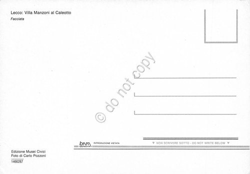 Cartolina Lecco Villa Manzoni al Caleotto Facciata