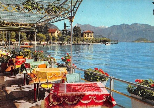 Cartolina Lenno Lago di Como Albergo Plinio Terrazzo 1962