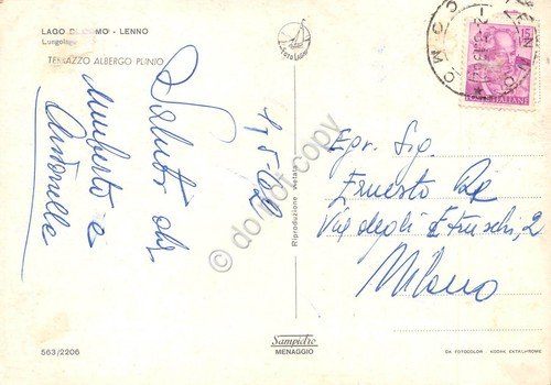 Cartolina Lenno Lago di Como Albergo Plinio Terrazzo 1962 | Immagine Gallery 2