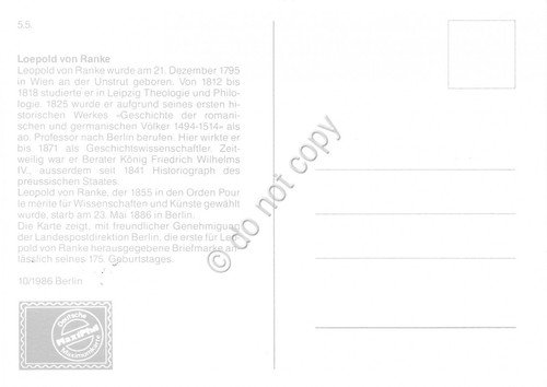 Cartolina Leopold von Ranke timbro filatelico 1985