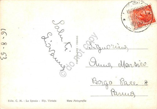 Cartolina Lerici Bagni Lido spiaggia 1953 (La Spezia)