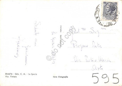 Cartolina Lerici Il castello panorama parziale 1959 (La Spezia)