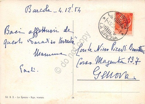 Cartolina Lerici La Spezia Panorama 1954