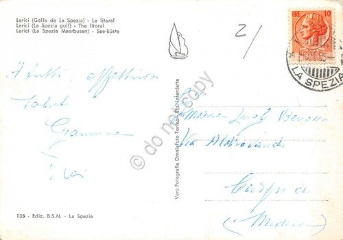 Cartolina Lerici Litorale barca segnata (La Spezia)