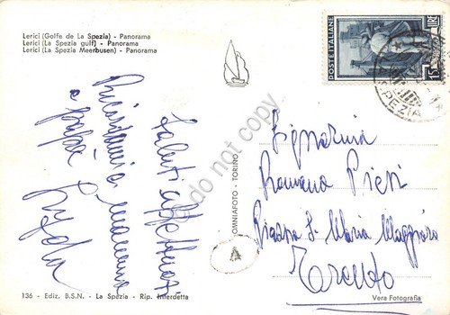 Cartolina Lerici panorama anni '50 (La Spezia)