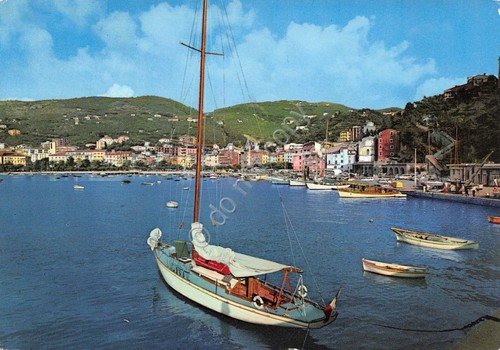 Cartolina Lerici panorama dal mare barca a vela 1963 timbro …